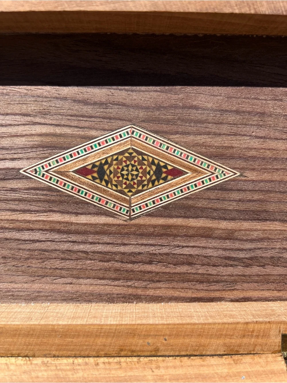 Syrian Marquetry Mosaic Jewelry Box Inlay Mother Of Pearl Walnut Trinket Box